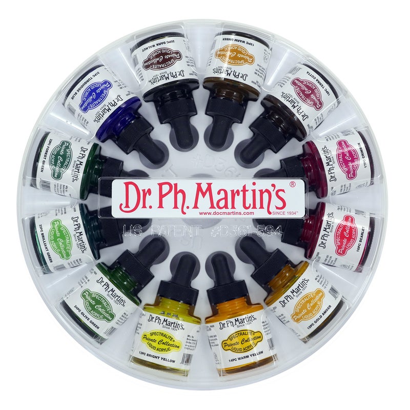 Dr. Ph. Martin's 800956-XXX Spectralite Private Collection Liquid Acrylics Bottles, 1.0 oz, Set of 12 (Set 2) - Image 1